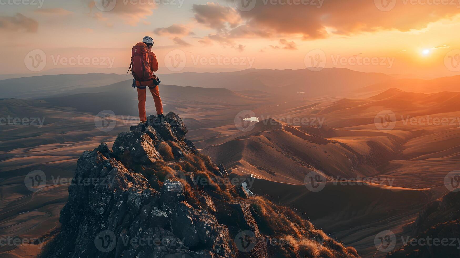 A person on top of mountain photo