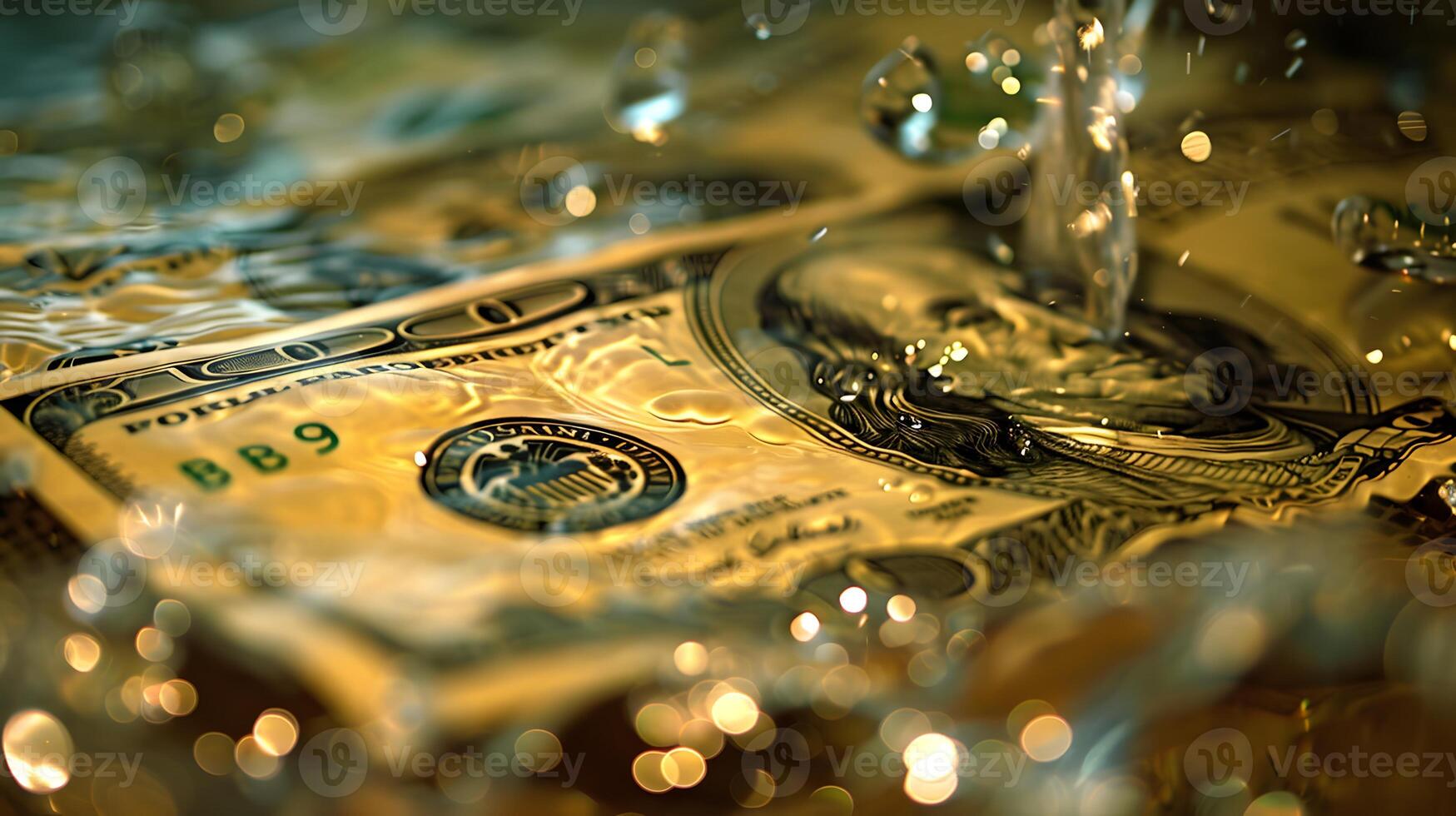 water drops on cash photo
