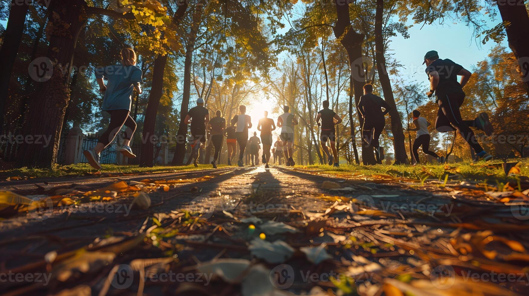 A group running in a park photo