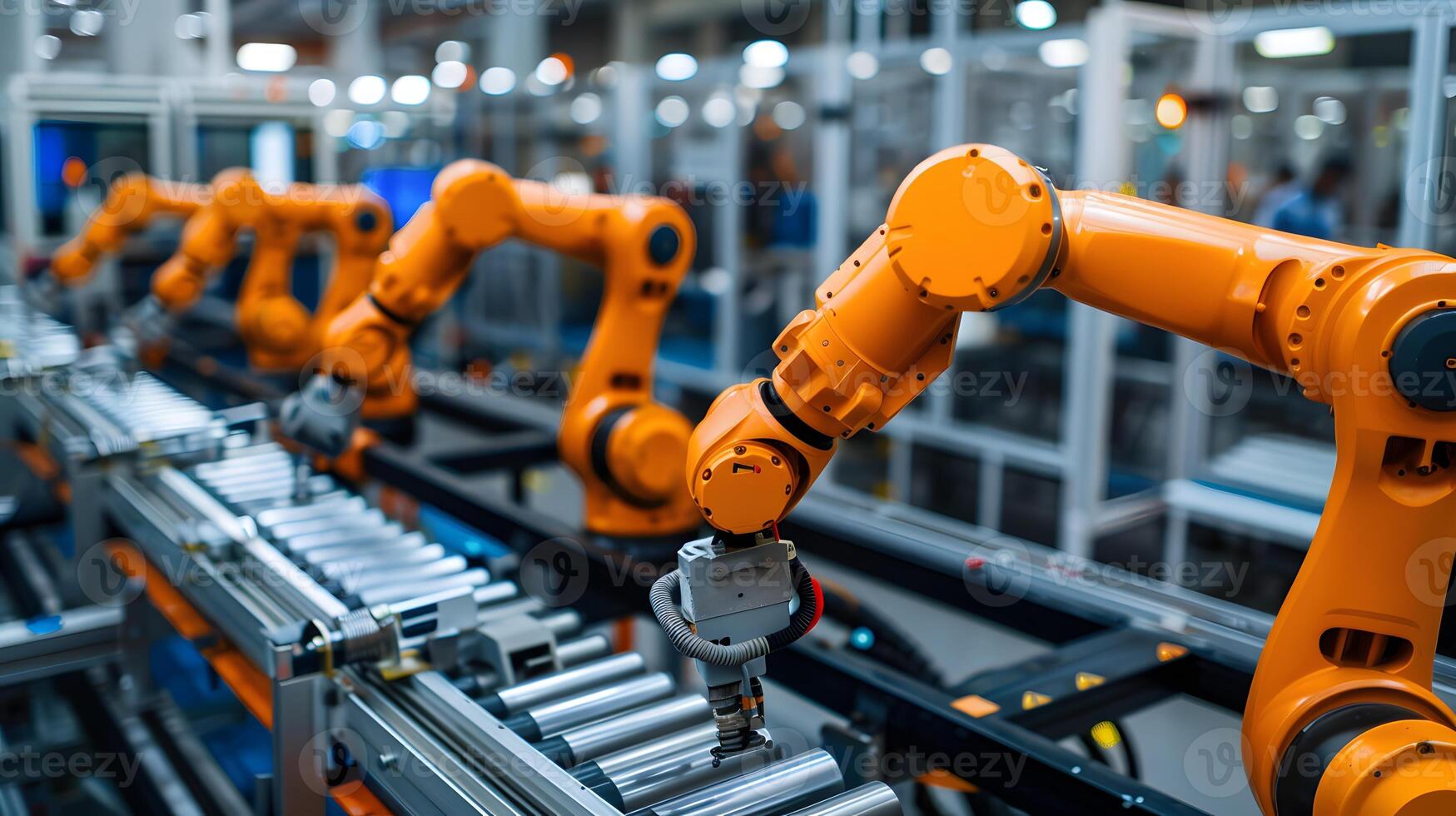 Robots working in a factory photo