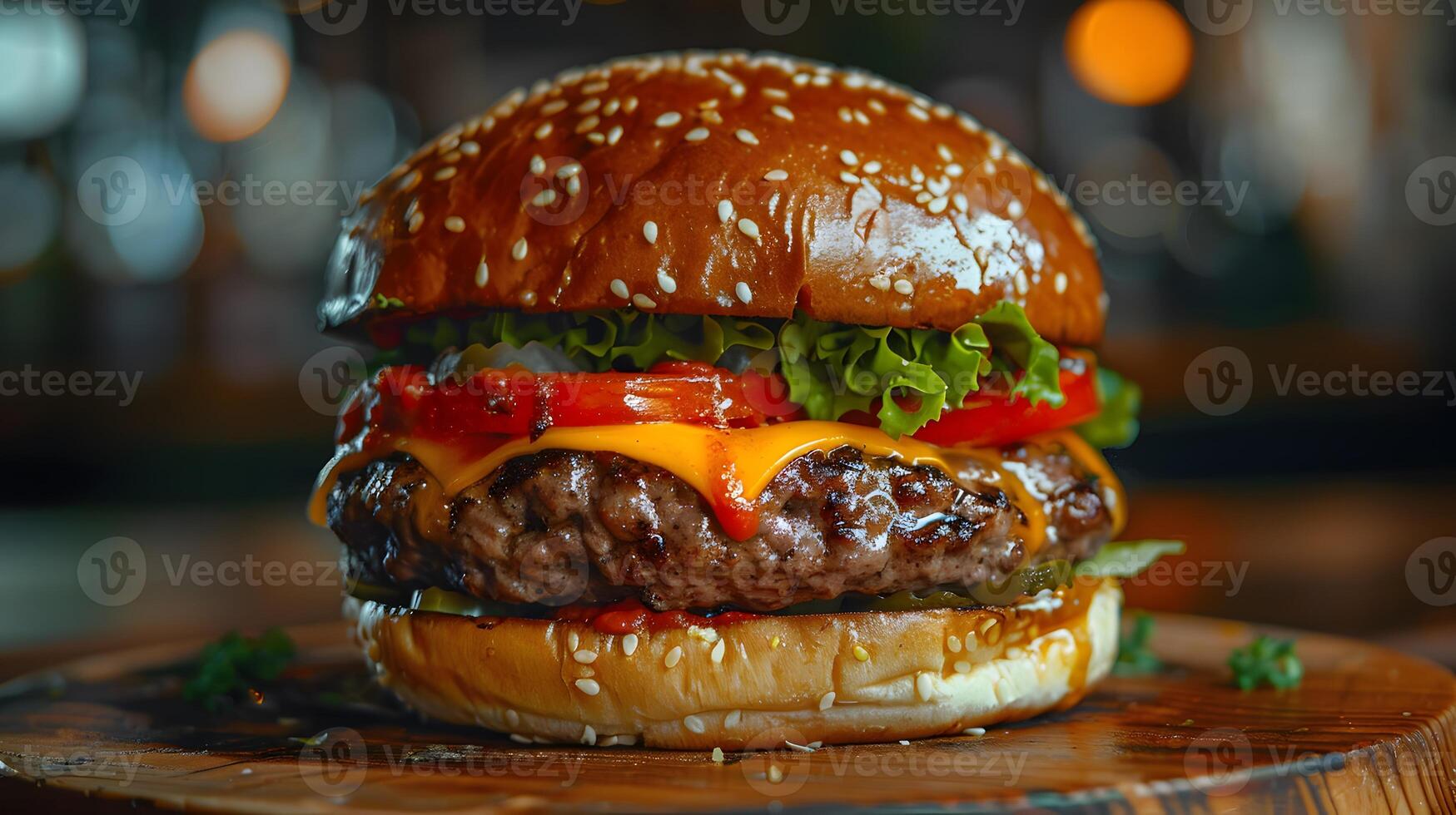 Hamburger on the table photo