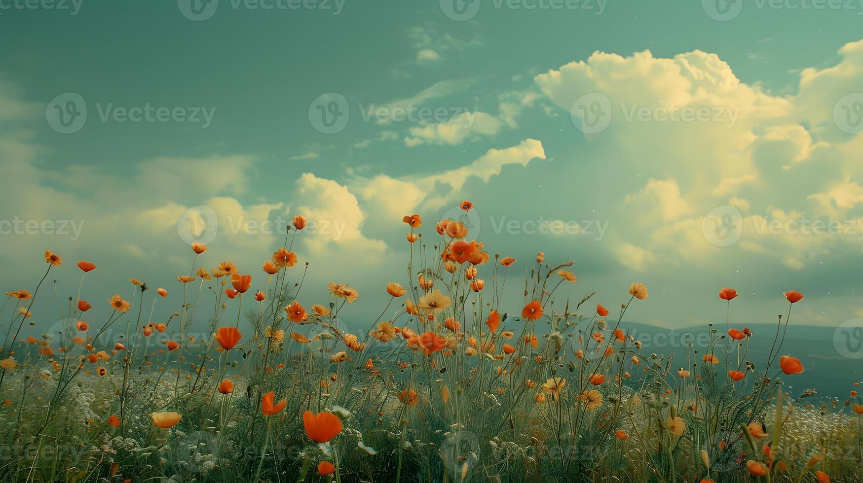 Poppies in the field photo