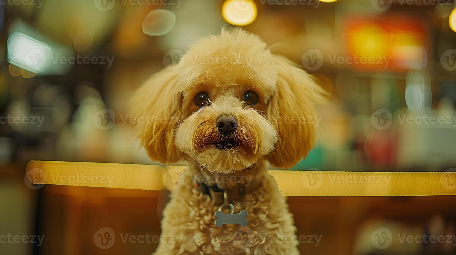 Poodle getting groomed in a salon, fluffy photo