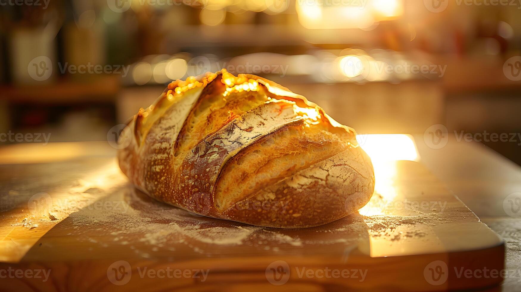 Loaf of freshly baked bread photo