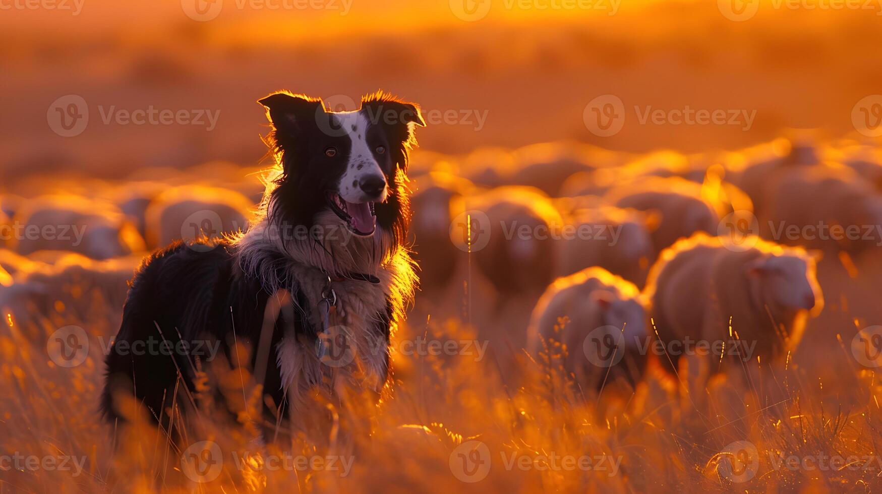 Border Collie herding sheep photo