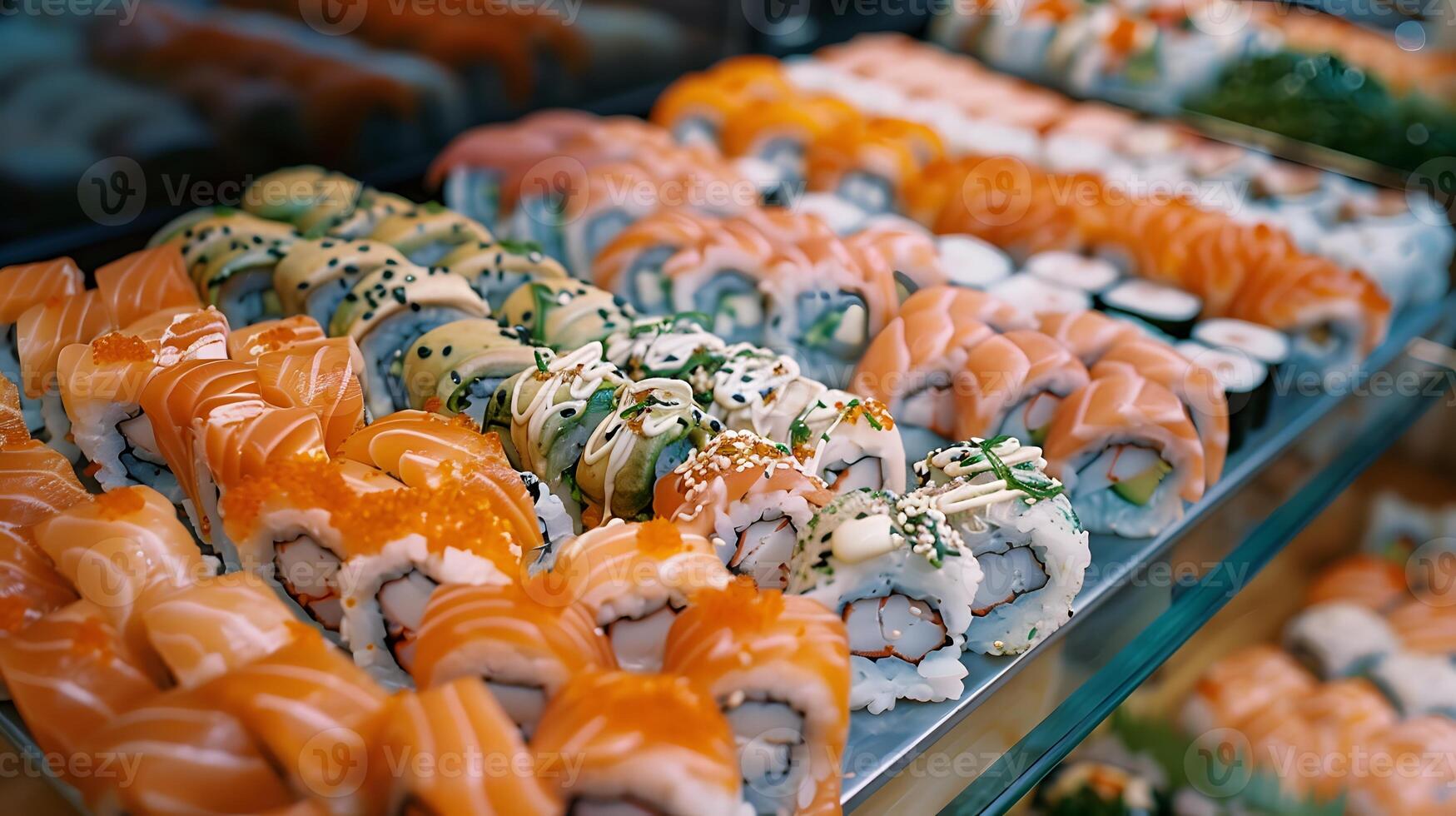 Sushi rolls on a plate photo