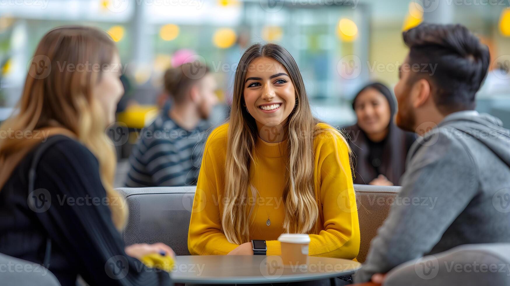 A team in a casual breakout area photo