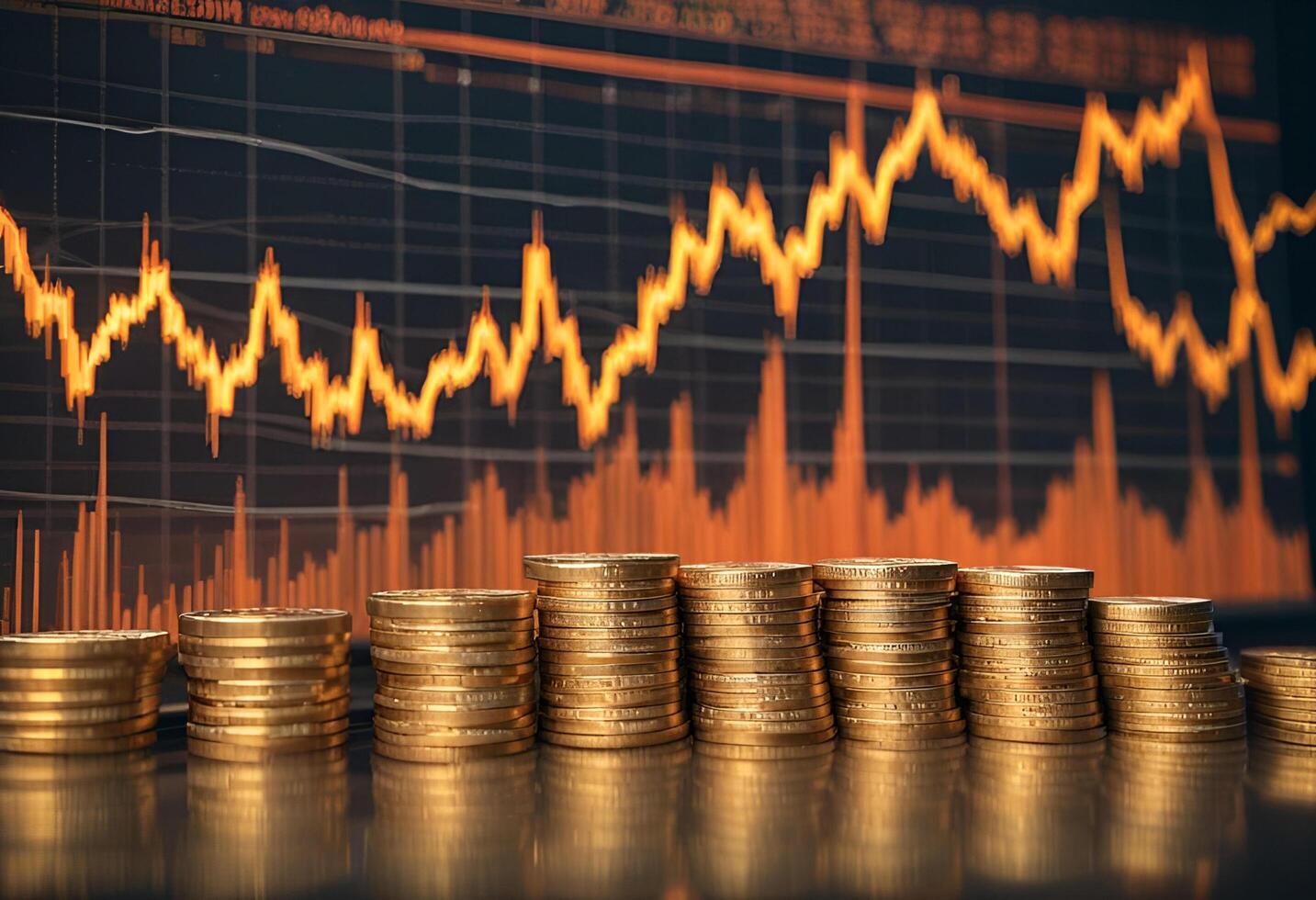 Stock market graph with coins photo