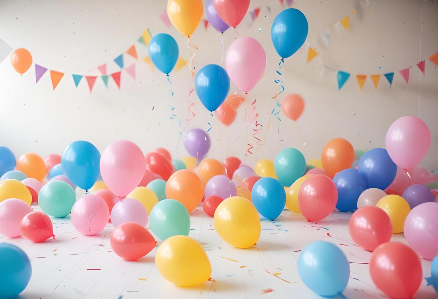 happy birthday with colorful balloons photo