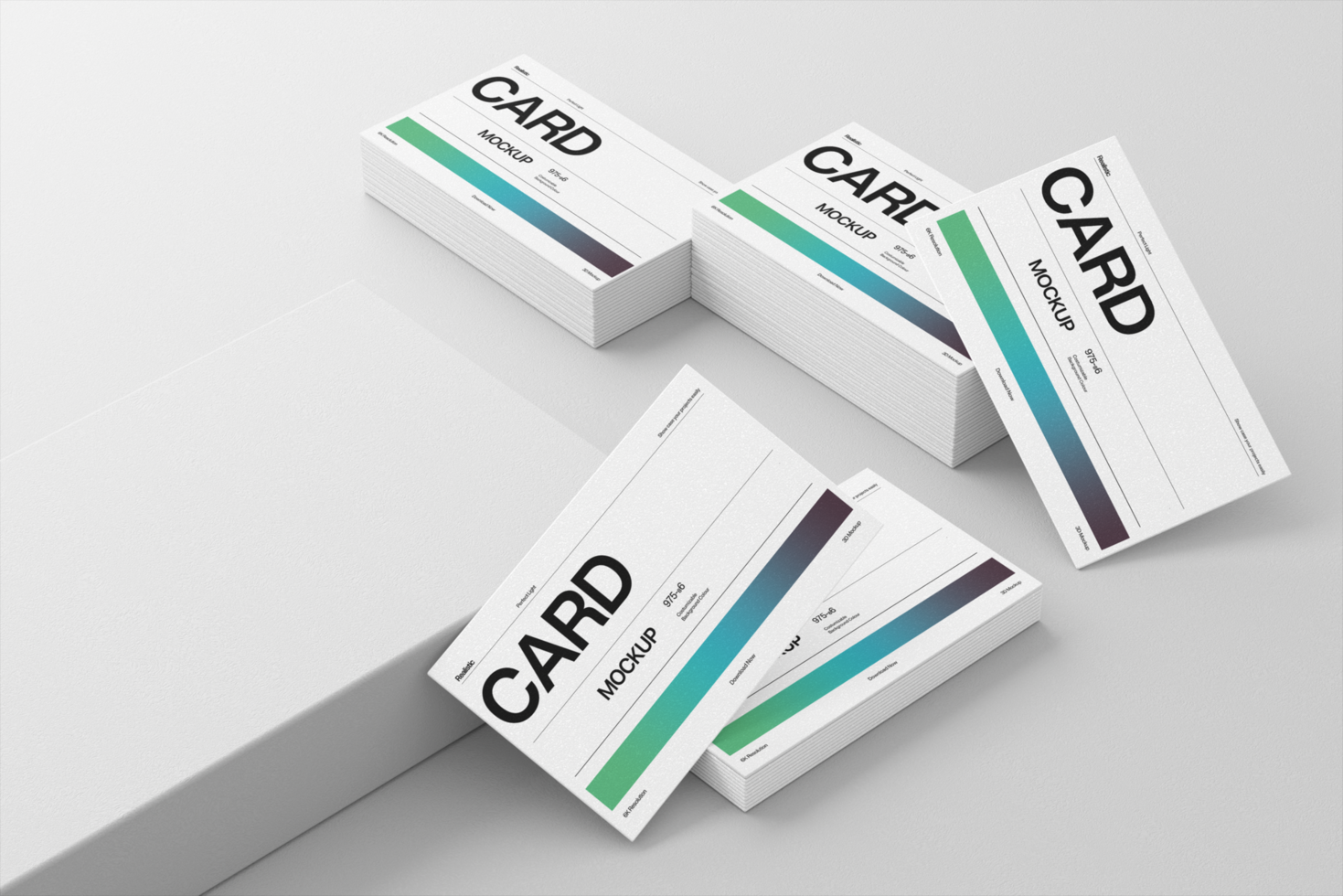 Stacked Branding Card Mockup Template with Clean Gradient Design psd