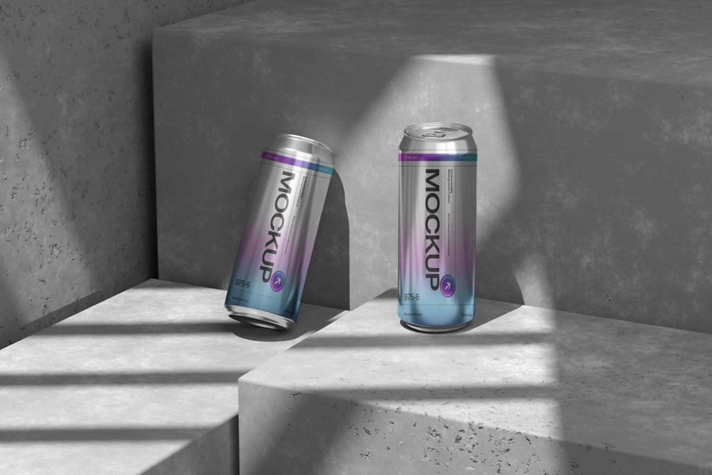 Modern Beverage Stainless Can Mockup with Shadow psd