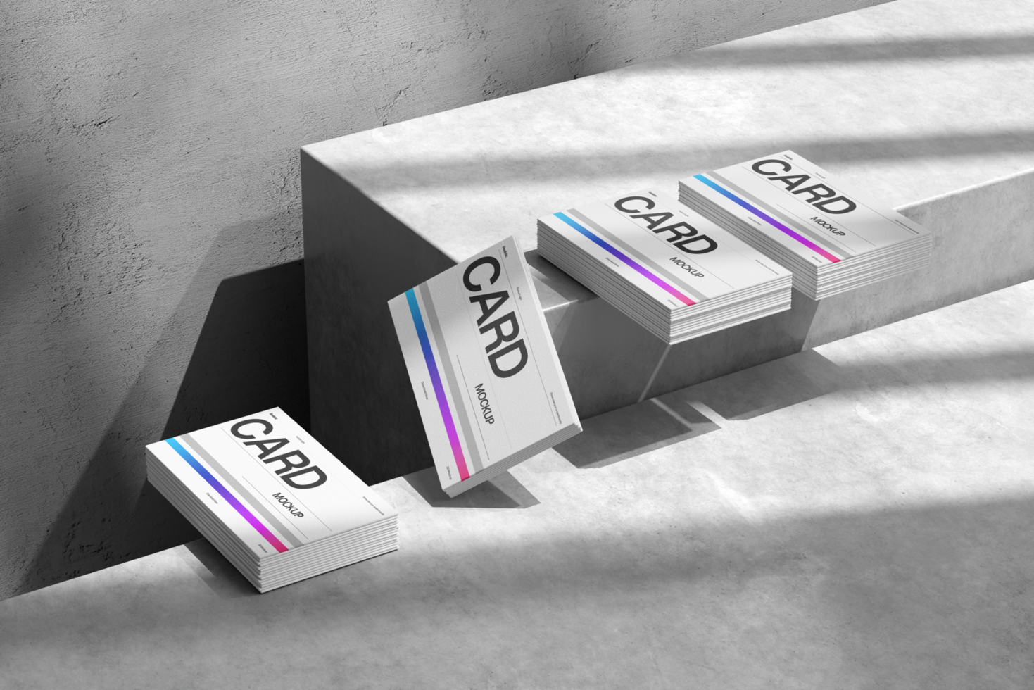 Abstract Business Card Mockup with Concrete Background psd
