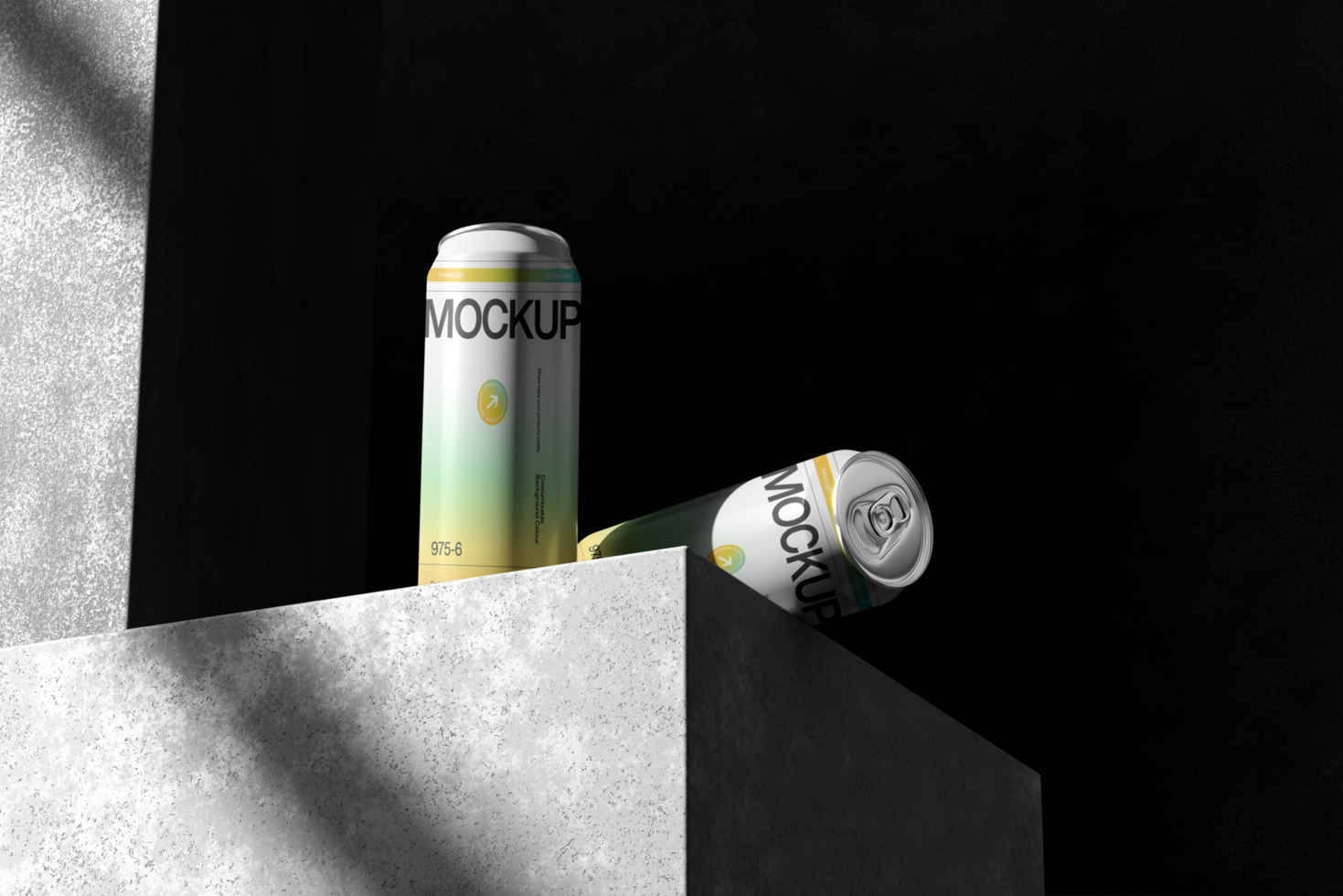 Detailed Drink Soda Can Mockup with Dark Background psd