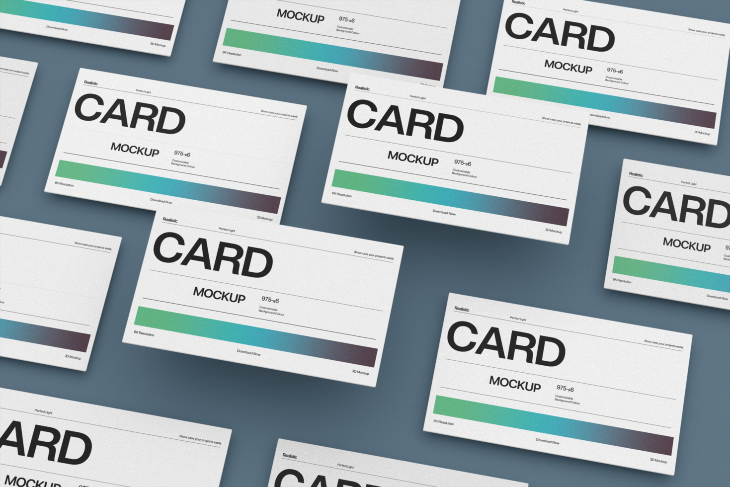 Scattered Business Card Mockup Template with Gradient Design psd