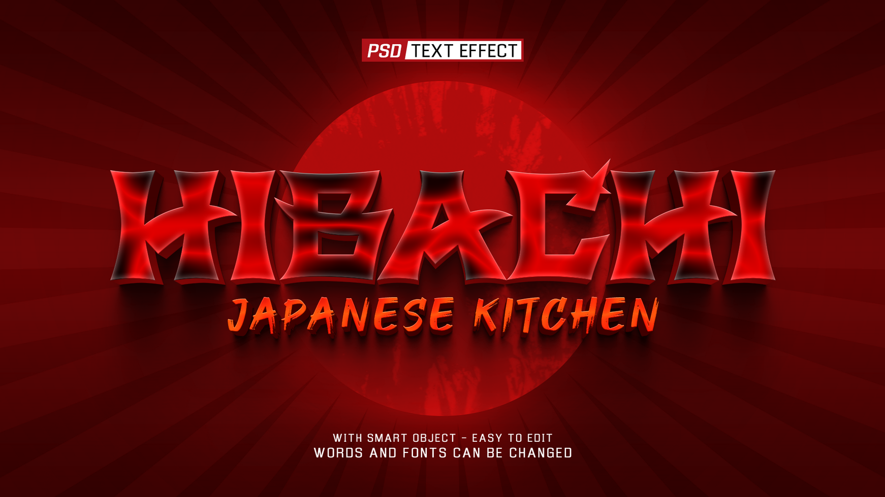 hibachi 3d text effect psd
