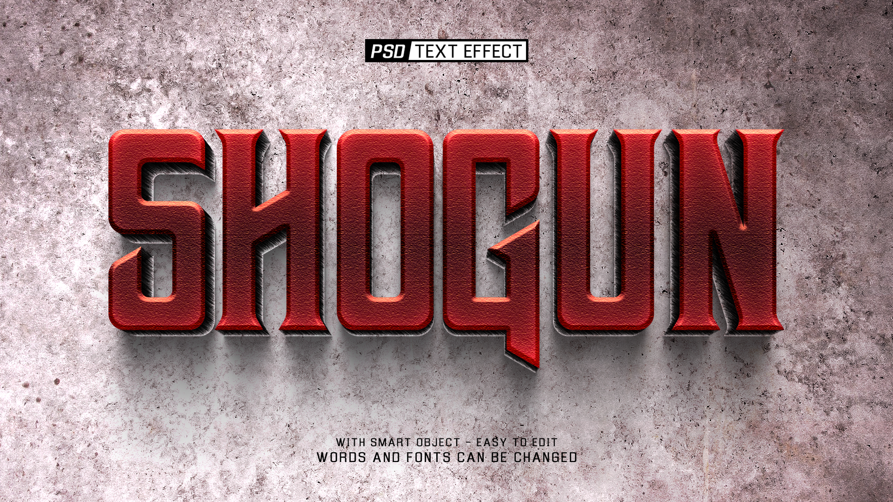 shogun 3d text effect psd