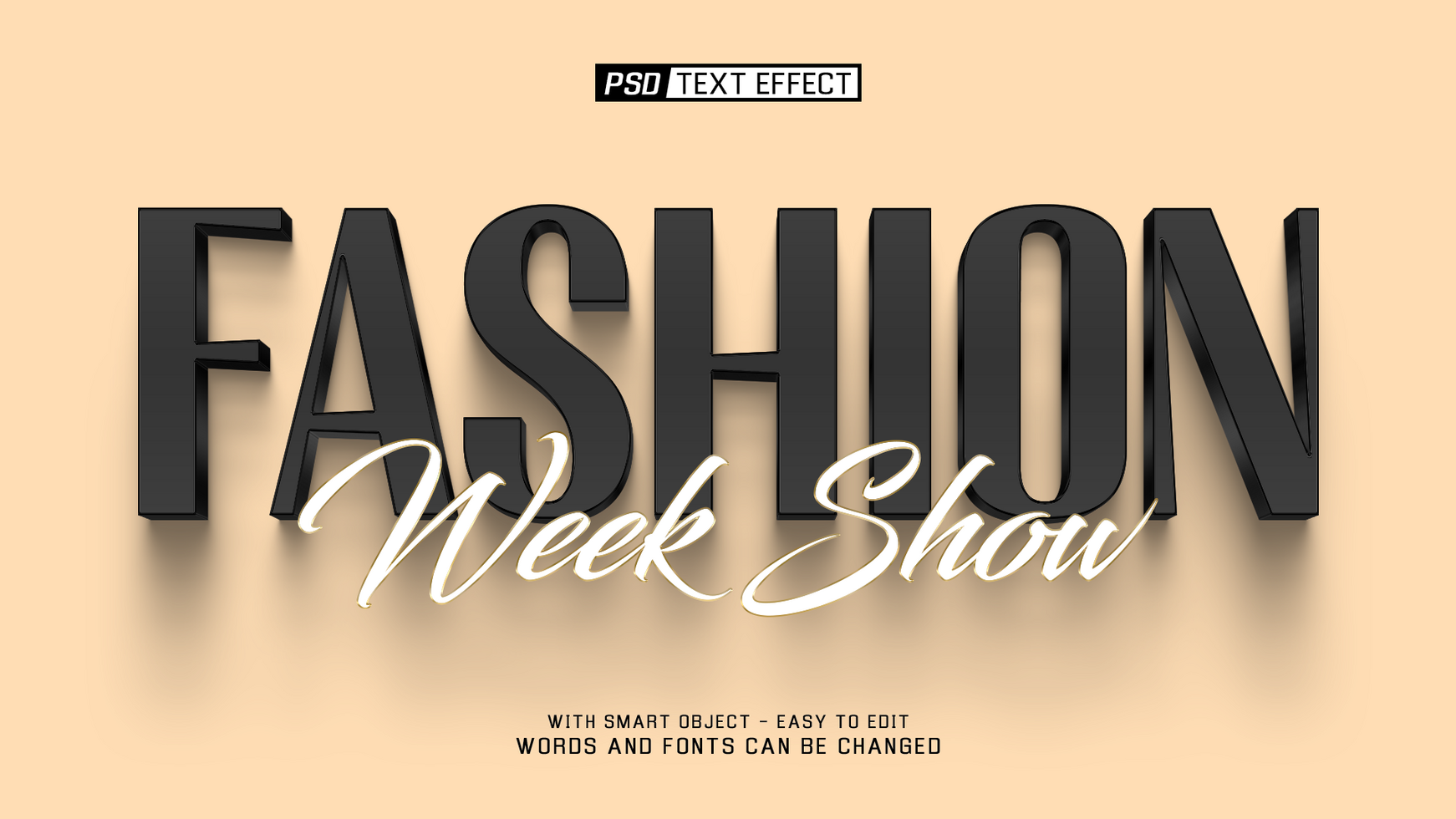 fashion 3d text effect psd