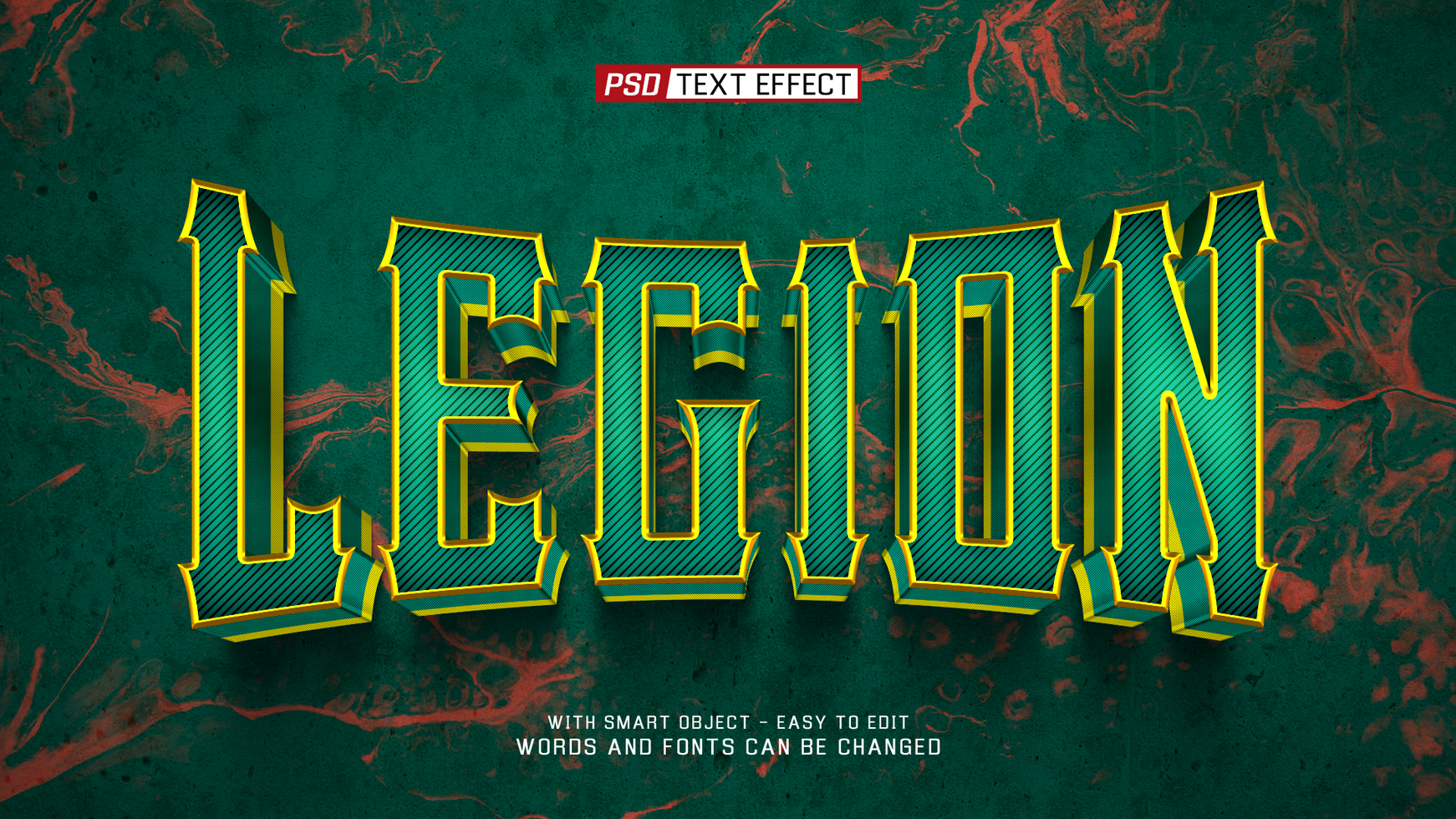 legion 3d text effect psd
