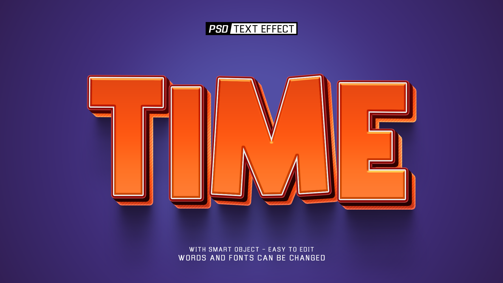time 3d text effect psd