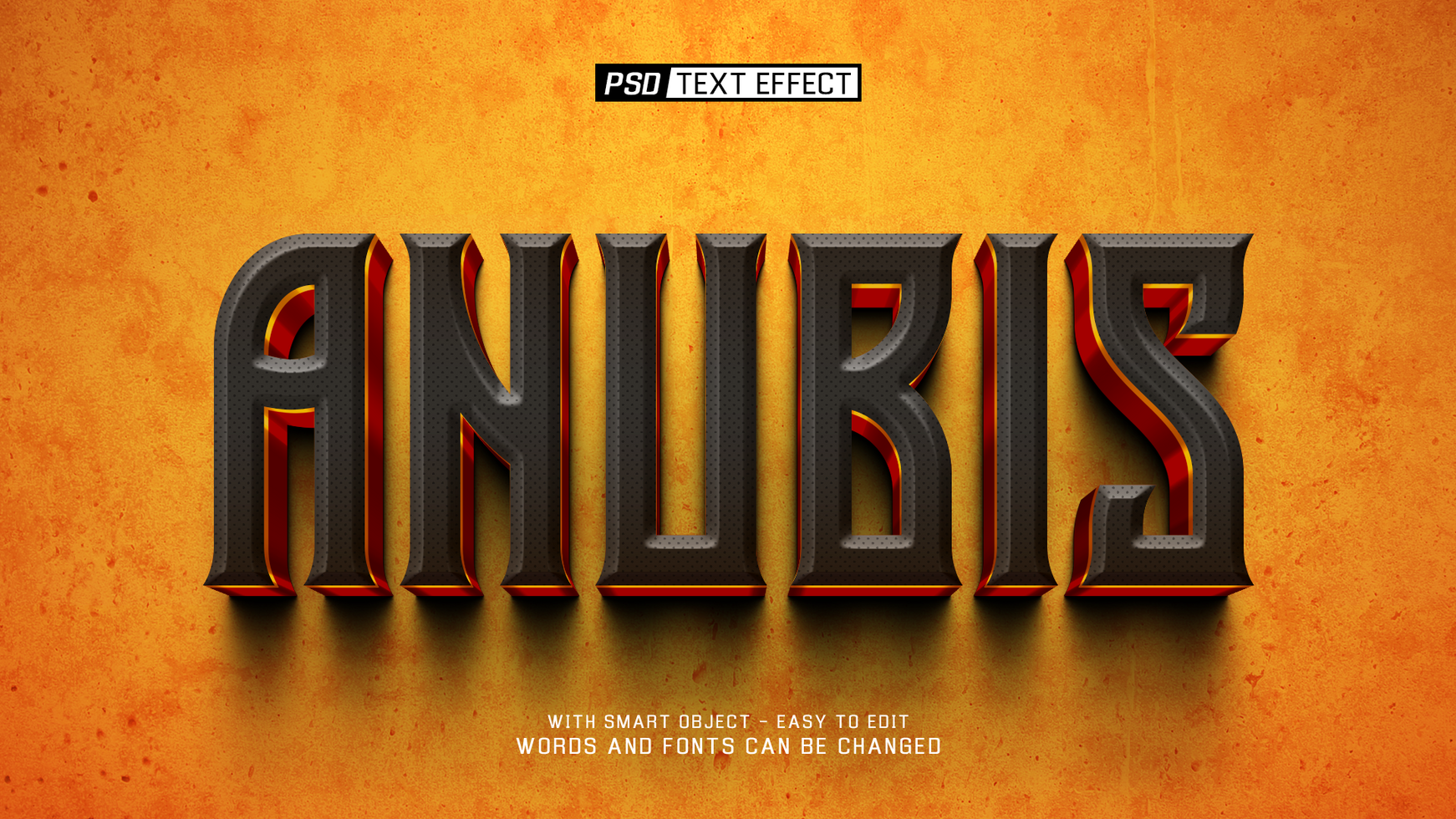 anubis 3d text effect psd