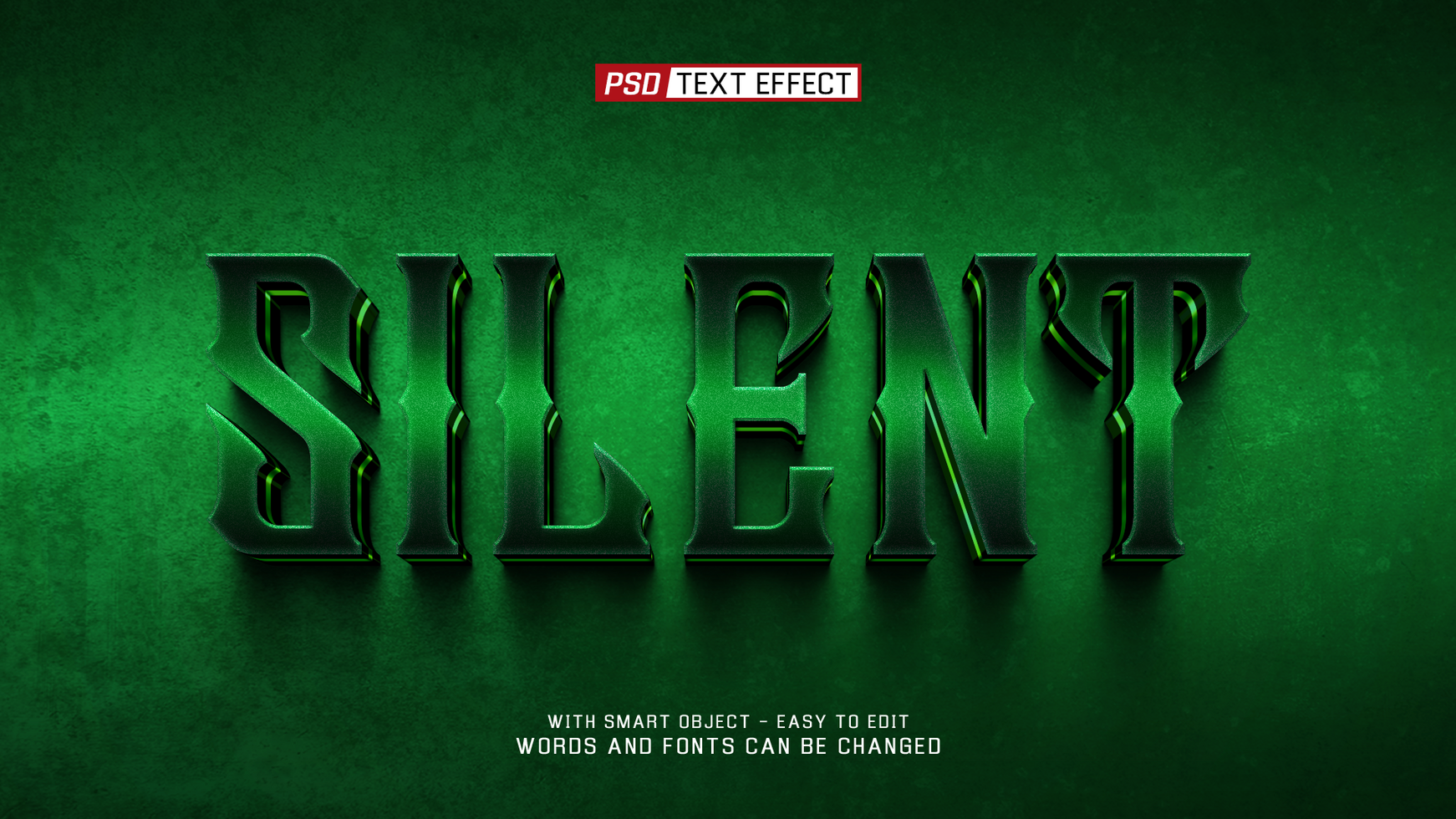 silencieux 3d texte effet psd