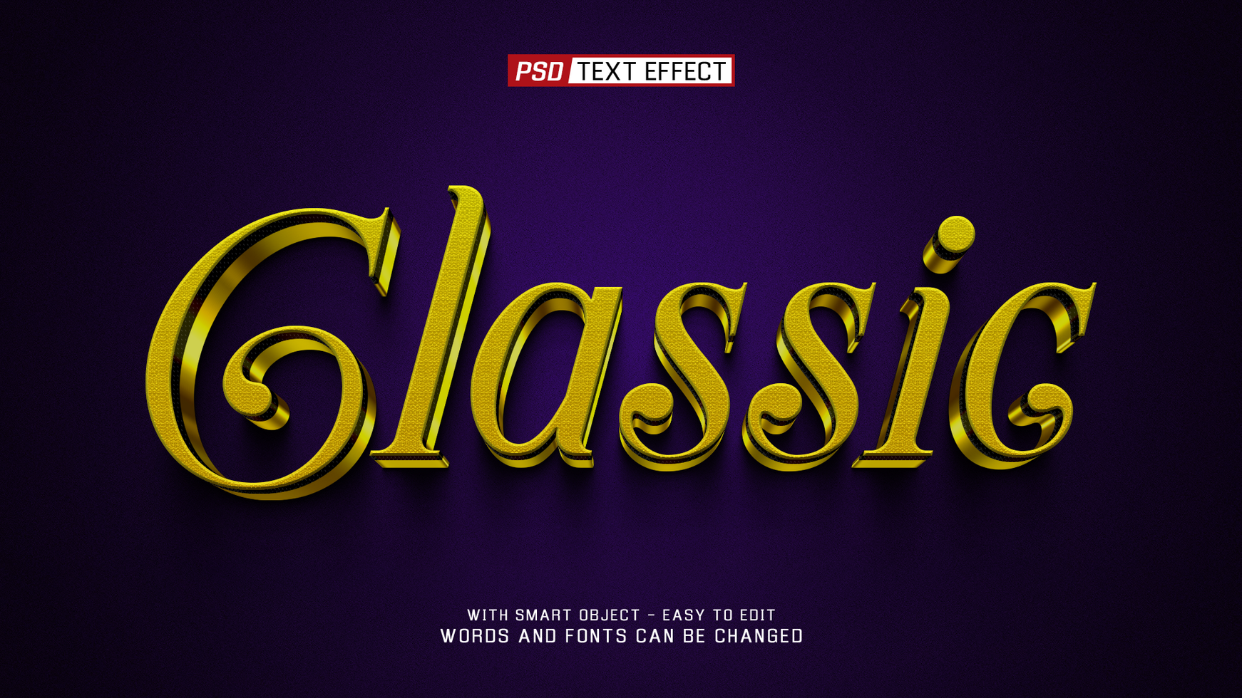 classic 3d text effect psd