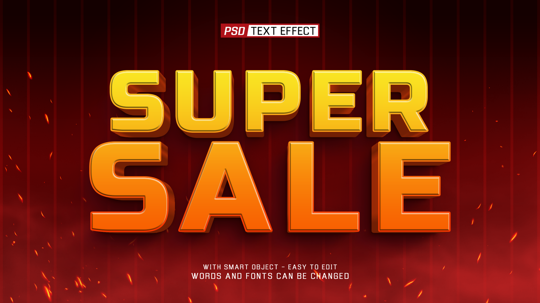 super sale 3d text effect psd