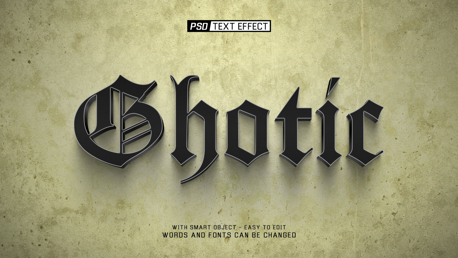 ghotic 3d text effect psd