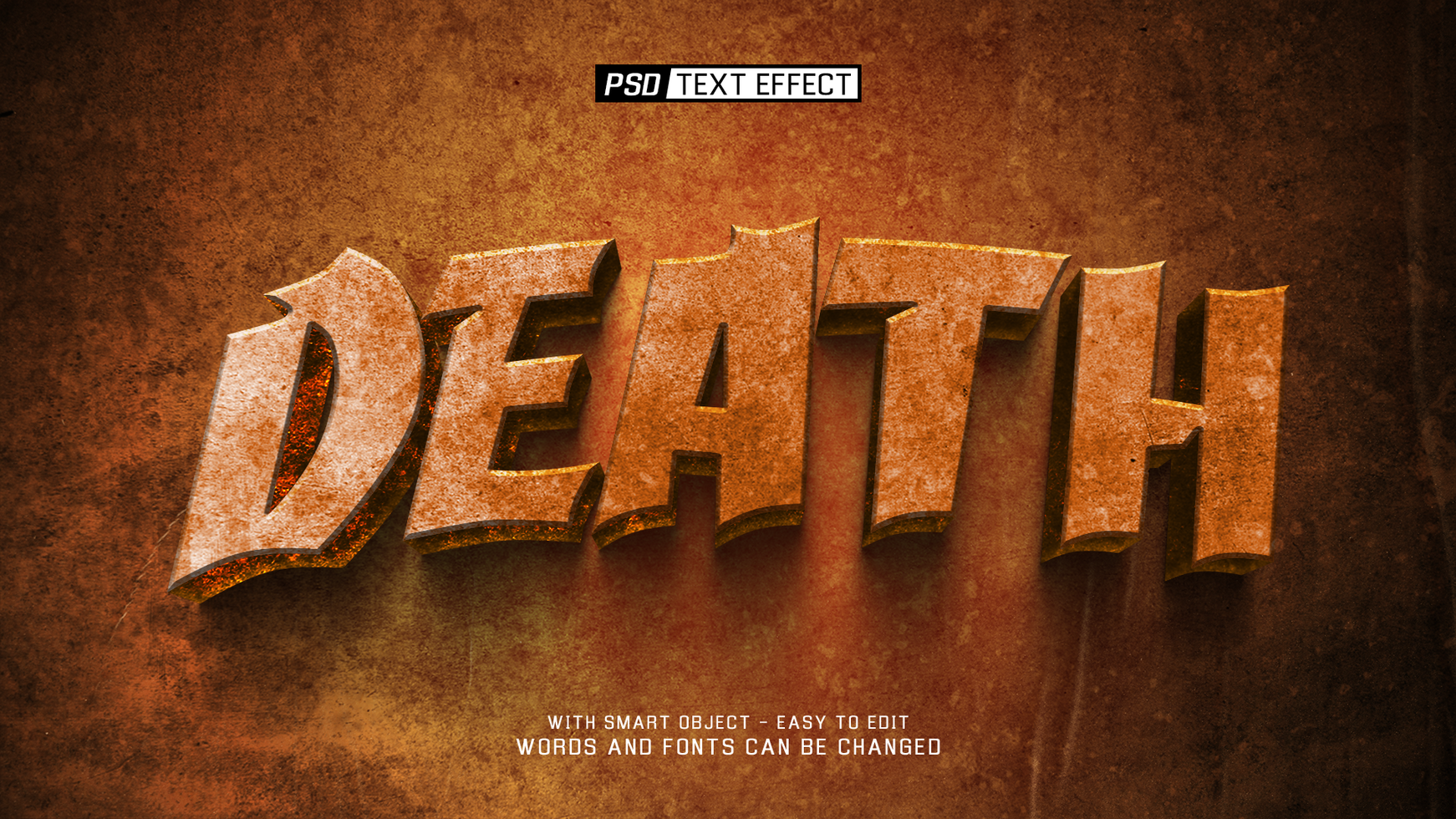 death 3d text effect psd