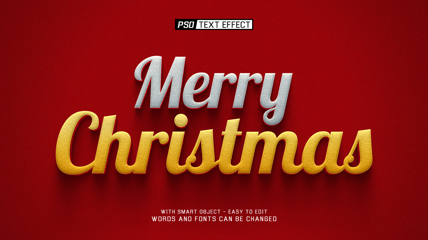 merry christmas text effect psd