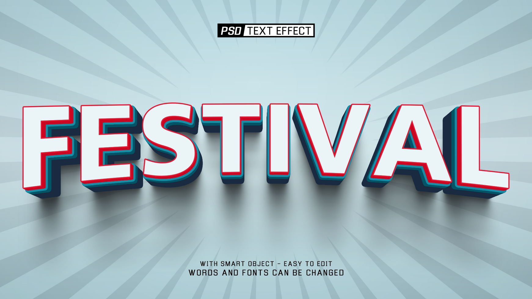 festival 3d text effect psd
