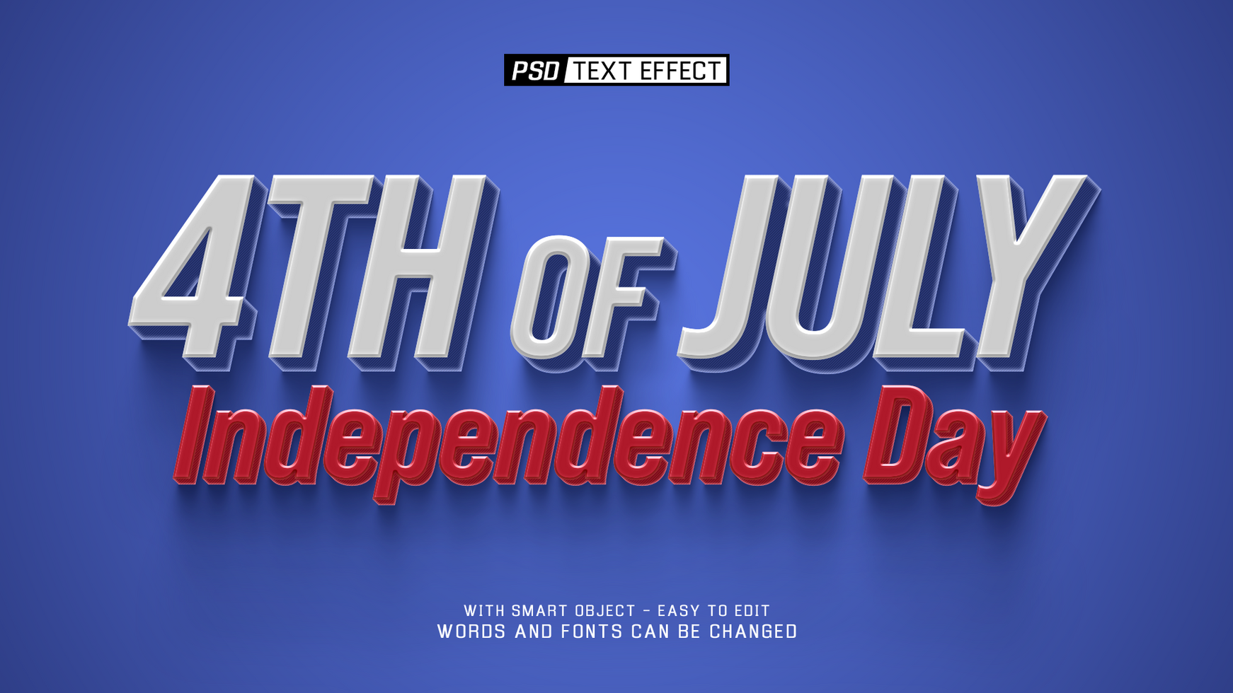 independence day 3d text effect psd