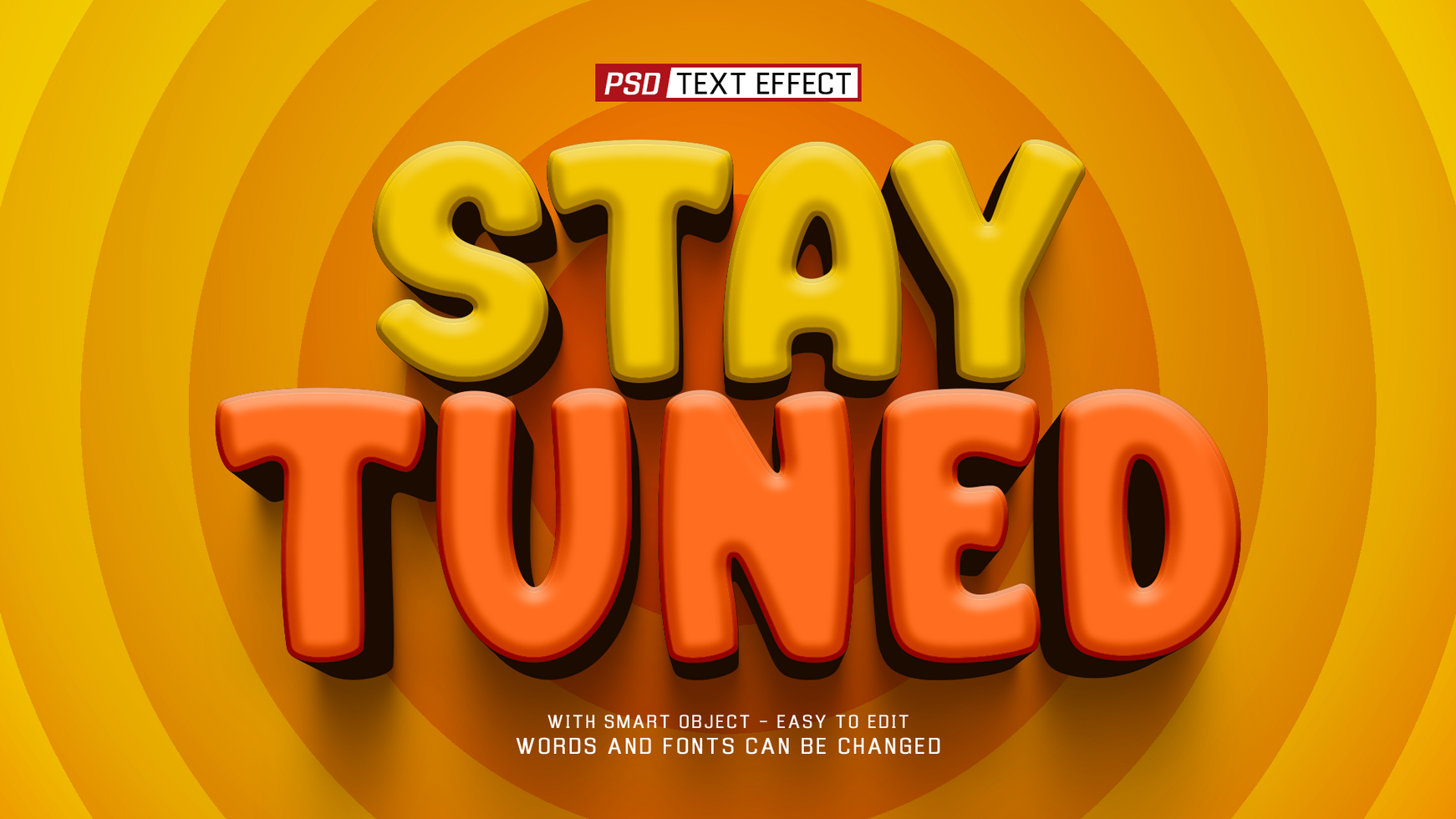 stay tuned cartoon 3d text effect psd