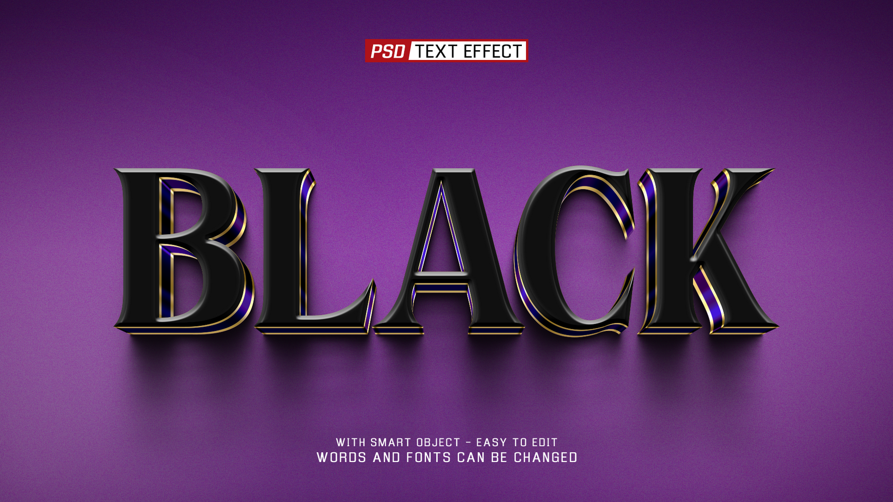 black 3d text effect psd