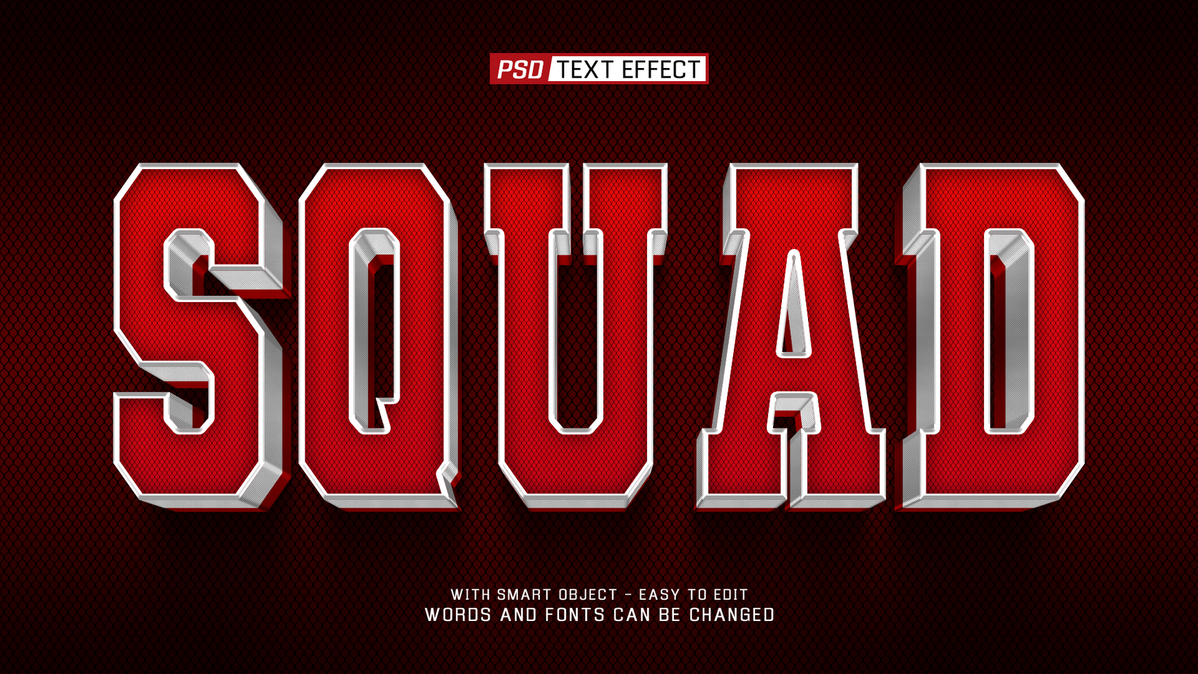 squad 3d text effect psd