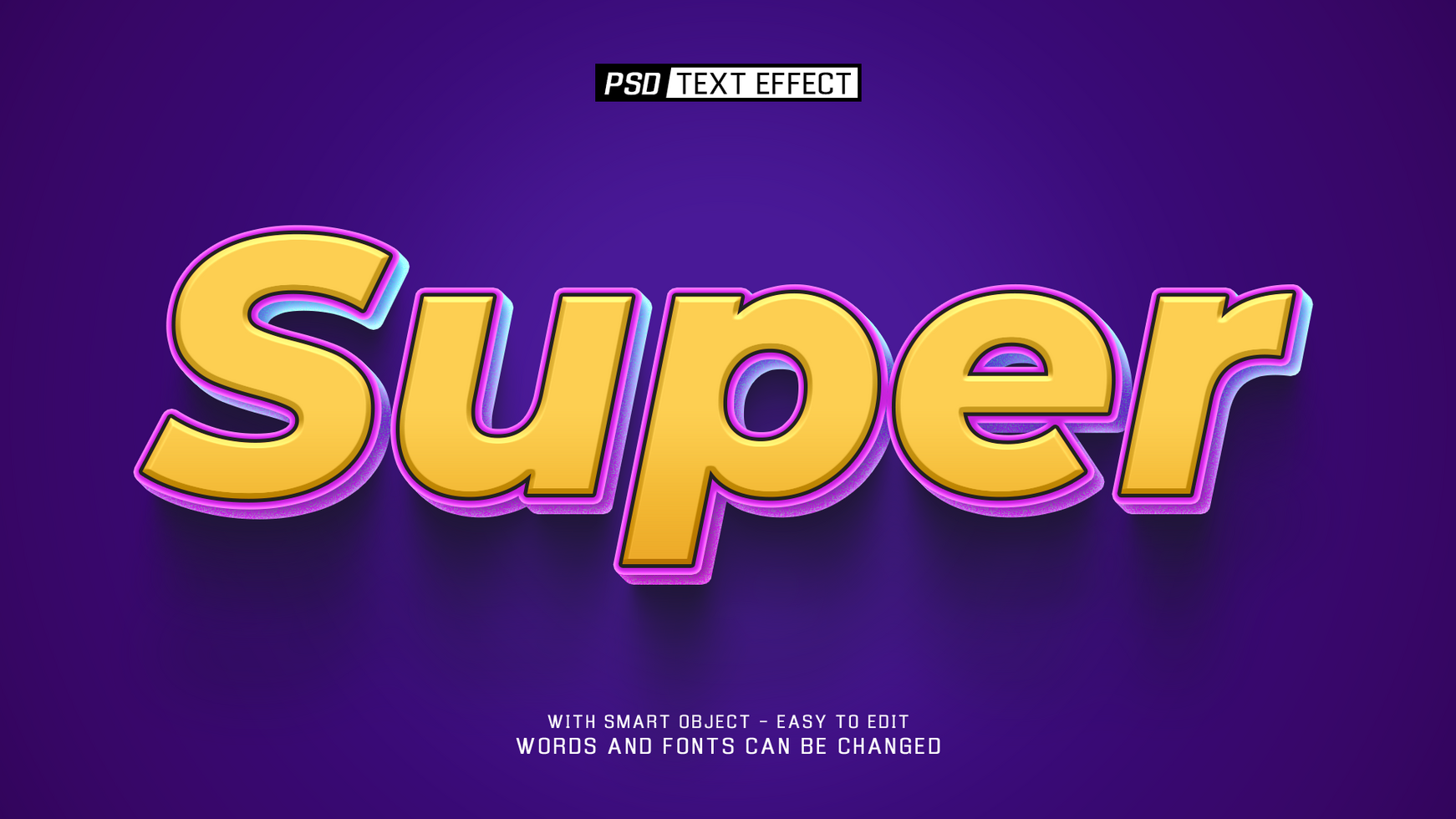 super 3d text effect psd