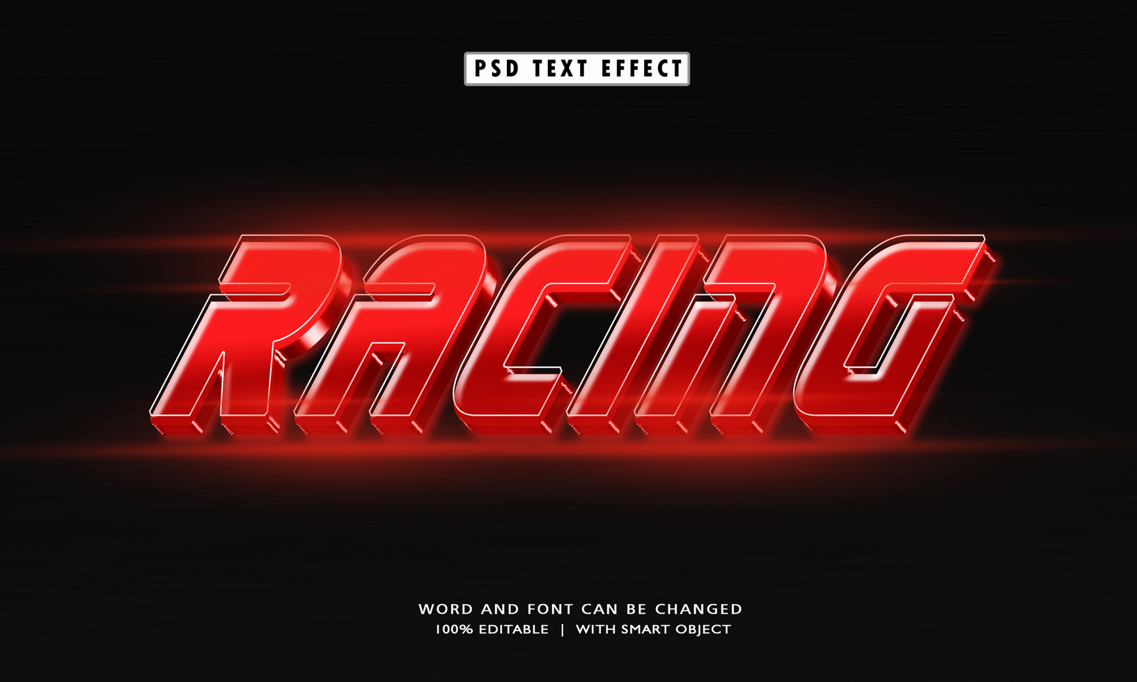 Racing 3D Editable Text Effects psd