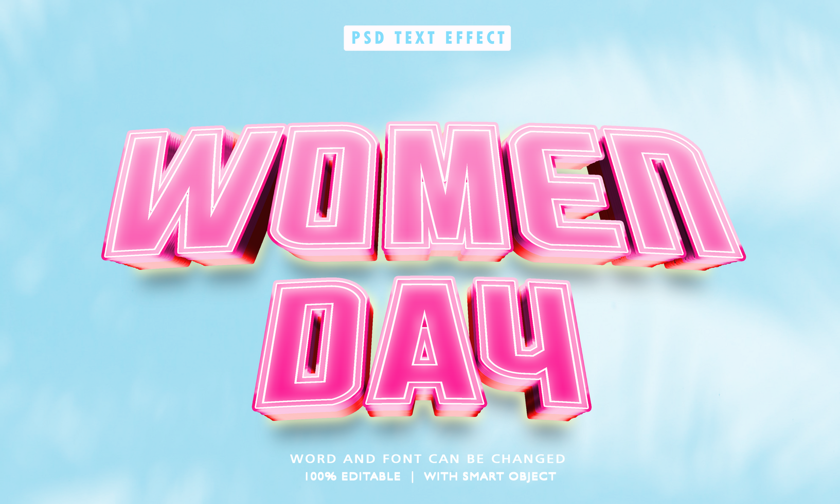 Women Day 3D Editable Text Effects psd