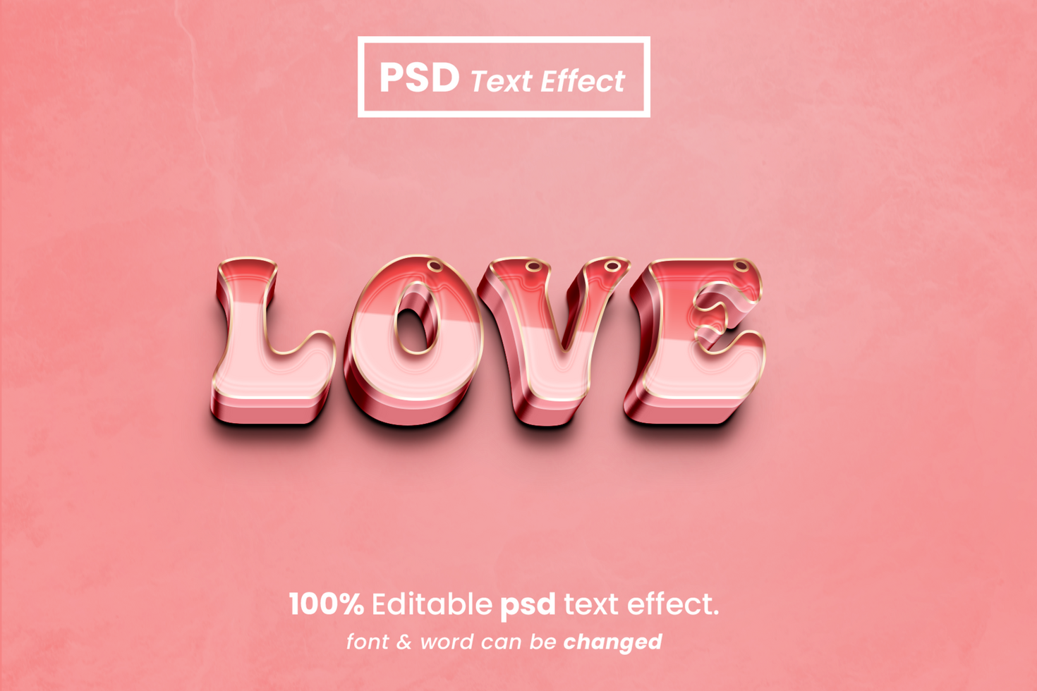 Love 3D Editable Text Effect psd