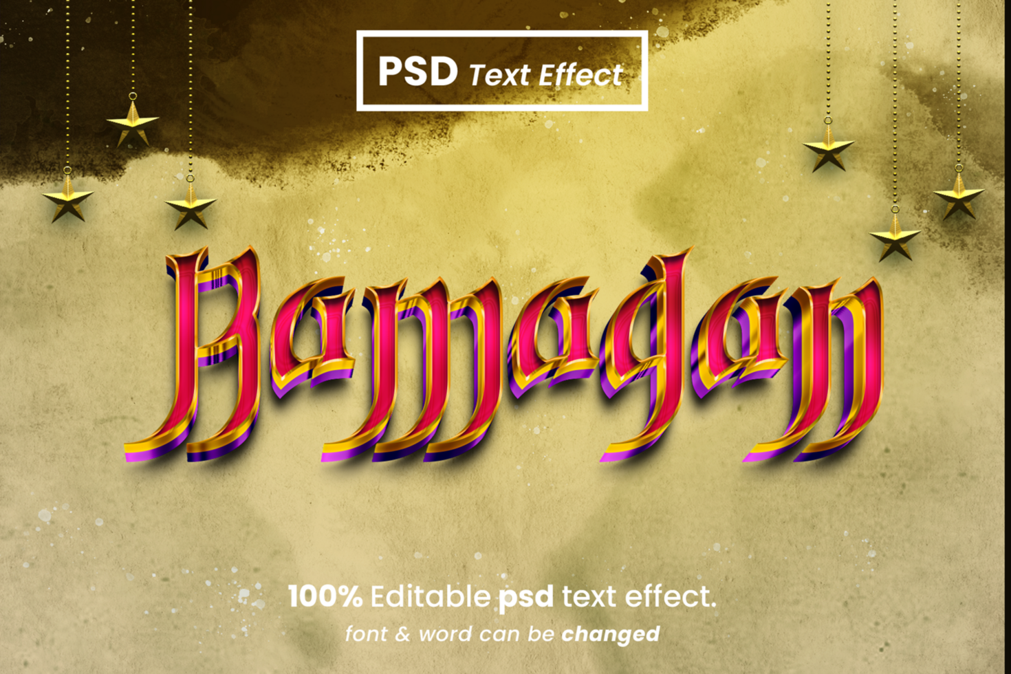 Ramadan Kareem 3D Editable Text Effect psd