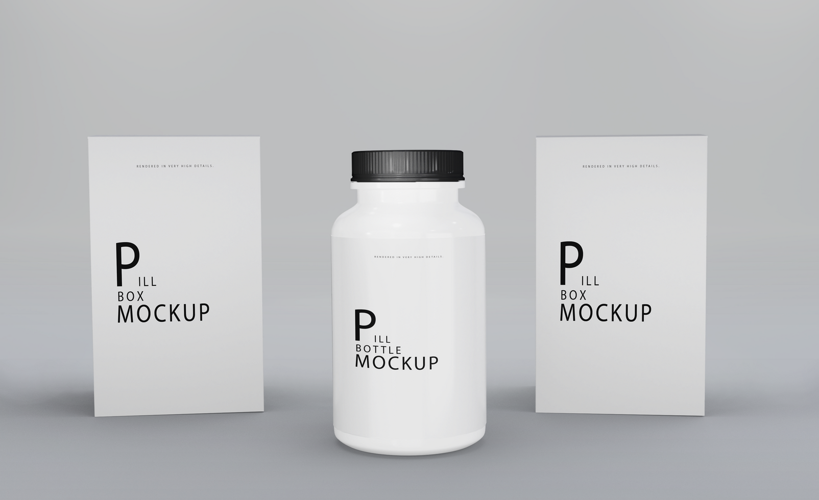 3d realistic render pill box mockup design psd