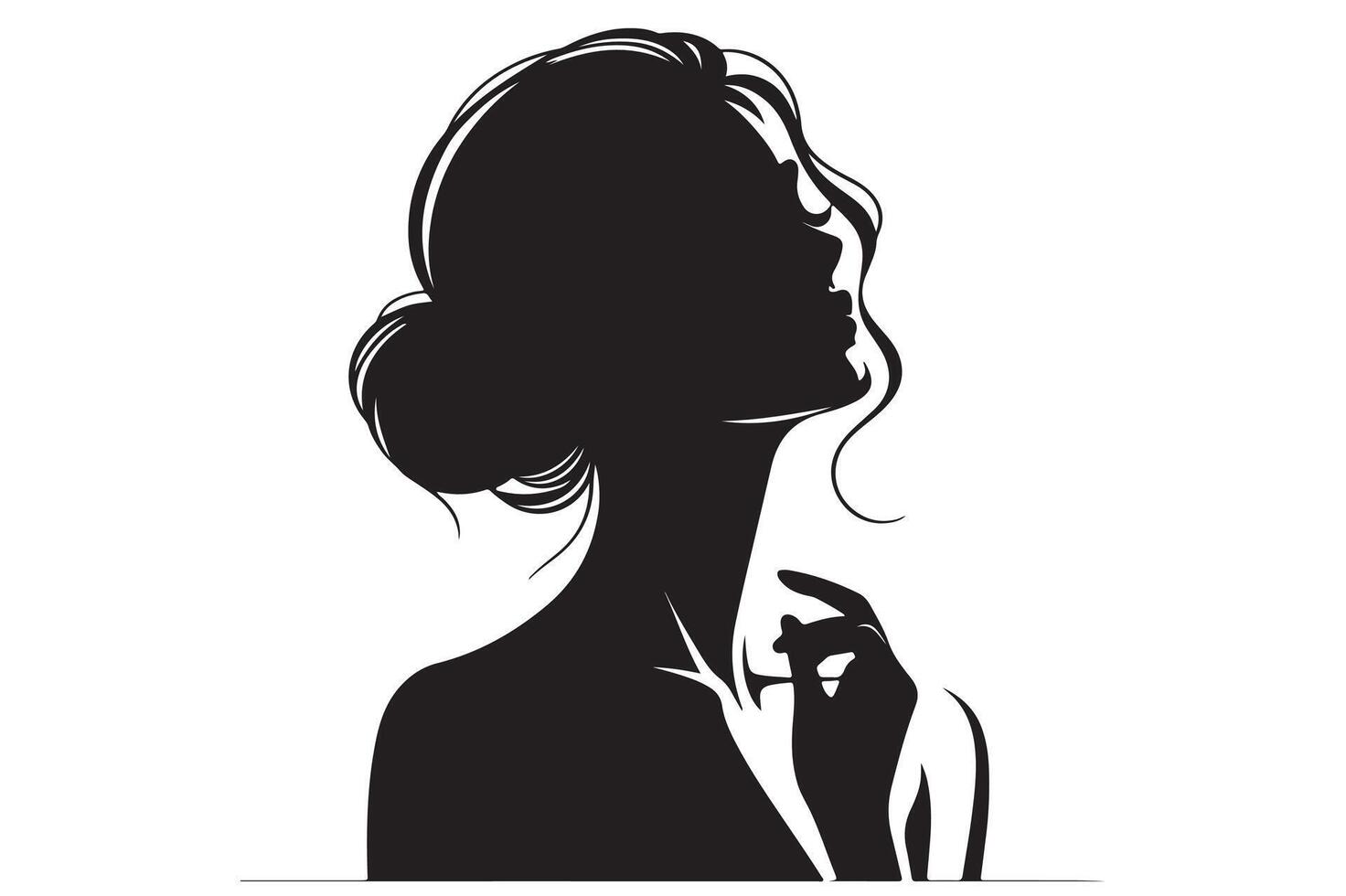 Print a woman silhouette image and icon. vector