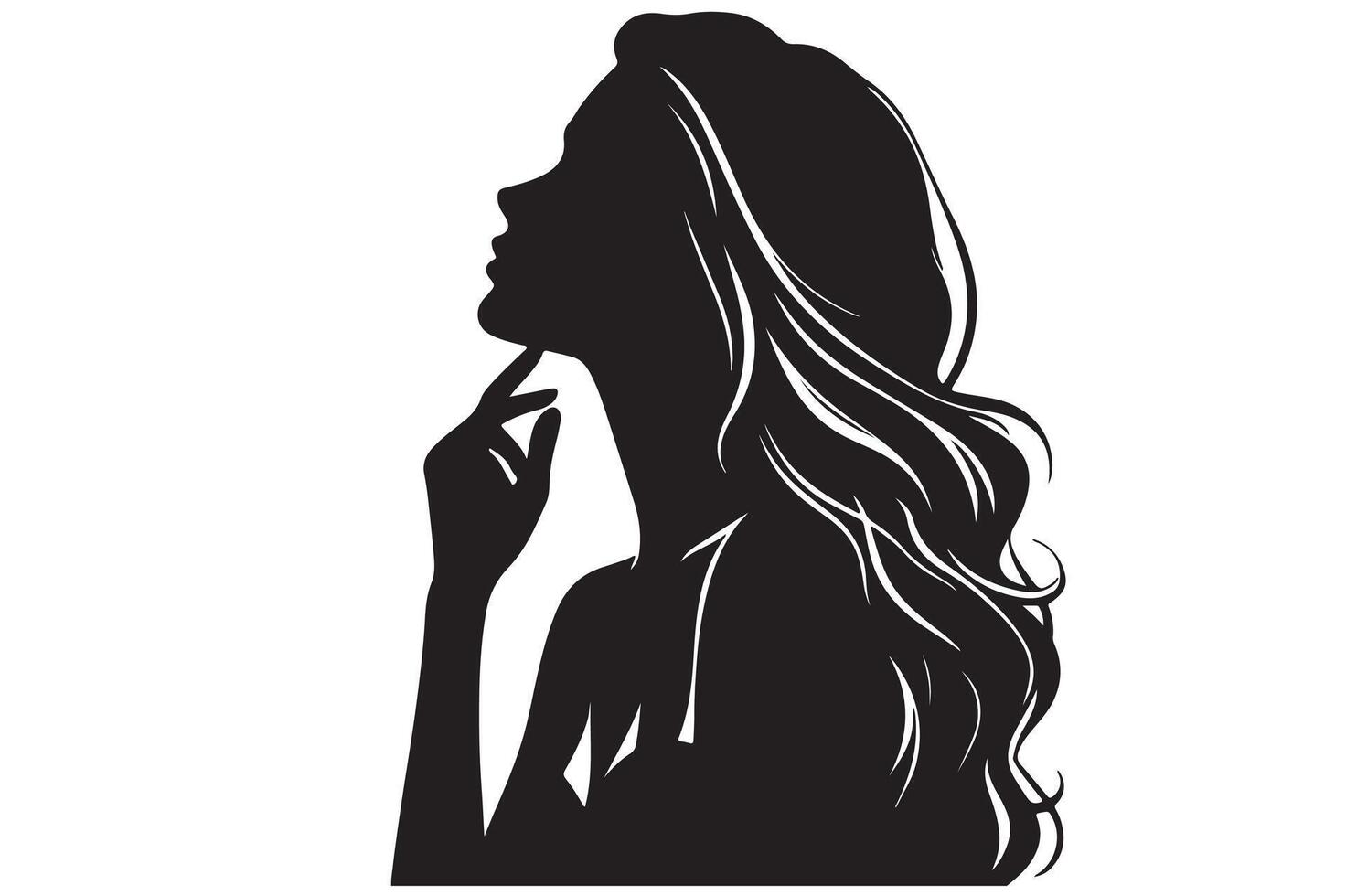 Print a woman silhouette image and icon. vector