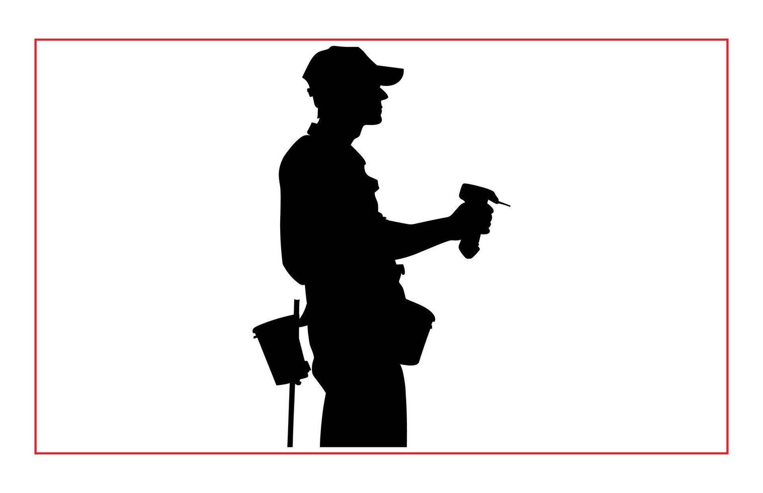 House painter silhouette illustration set, Painter workers on ladder silhouette isolated on white vector