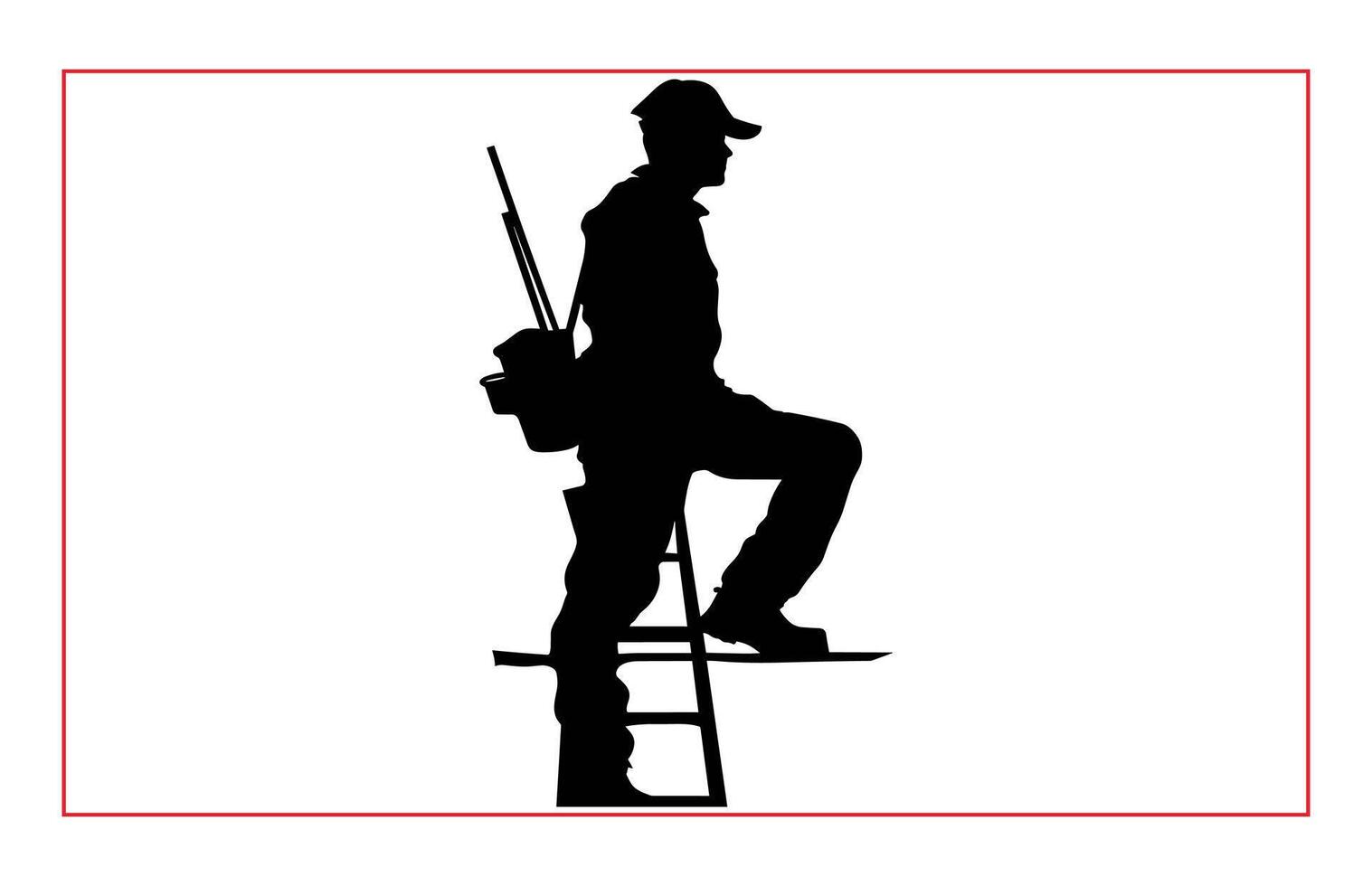 House painter silhouette illustration set, Painter workers on ladder silhouette isolated on white vector