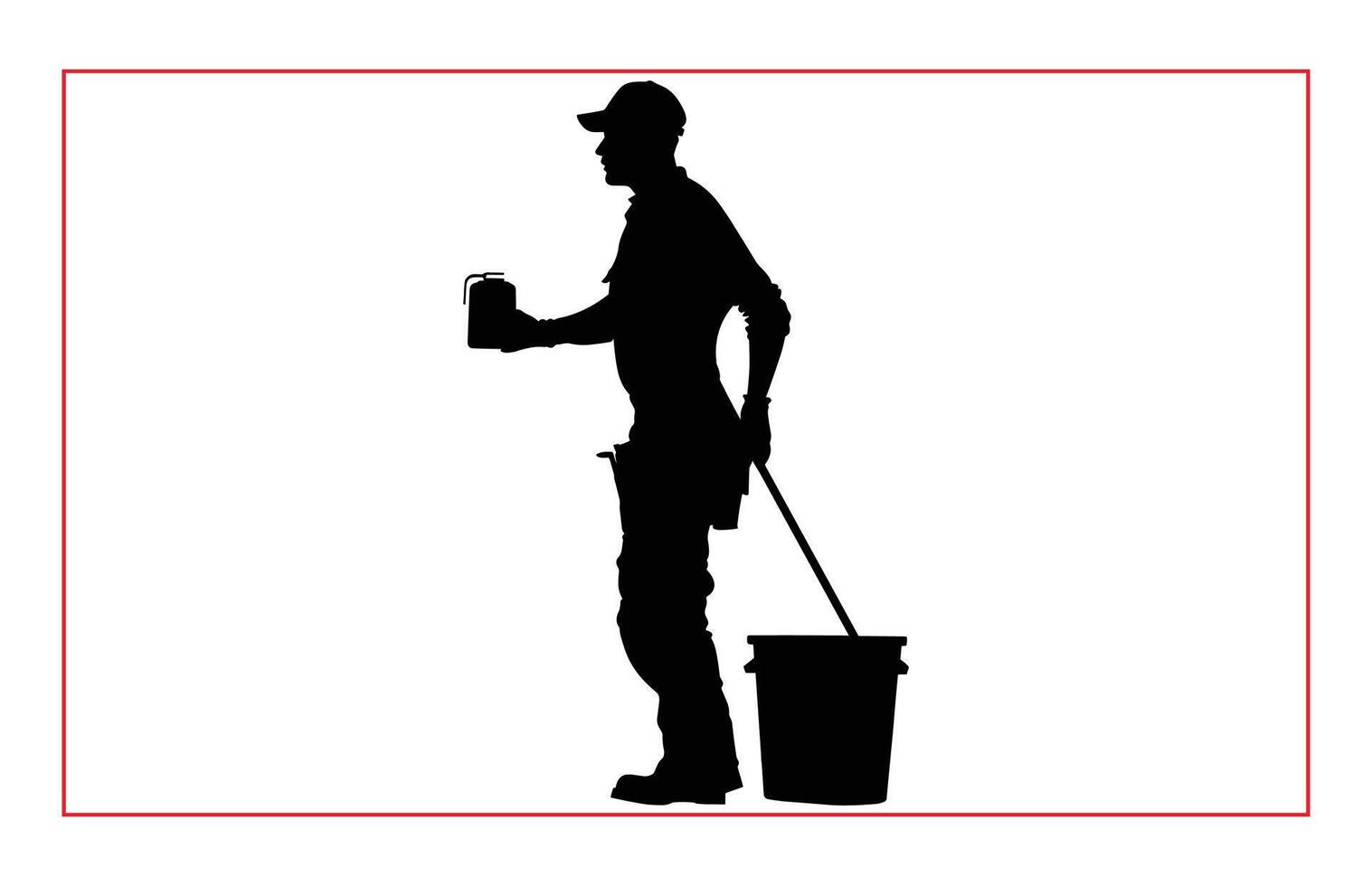 House painter silhouette illustration set, Painter workers on ladder silhouette isolated on white vector