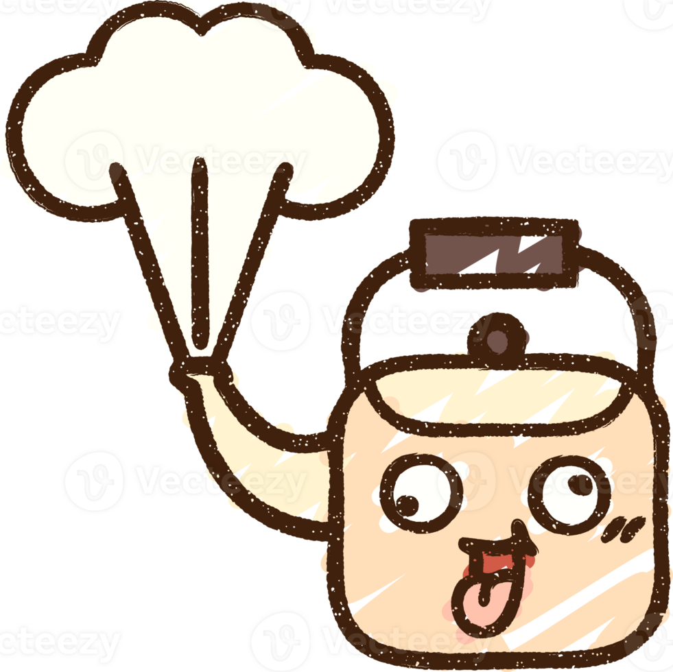 a cartoon tea kettle with a cloud on it png