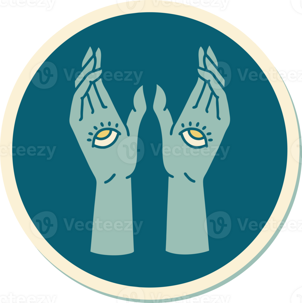 two hands with two eyes in the middle of them png