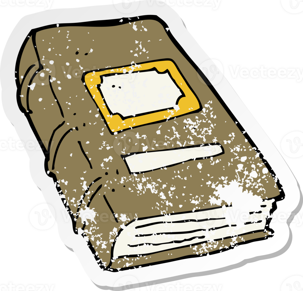 retro distressed sticker of a cartoon old book drawing png