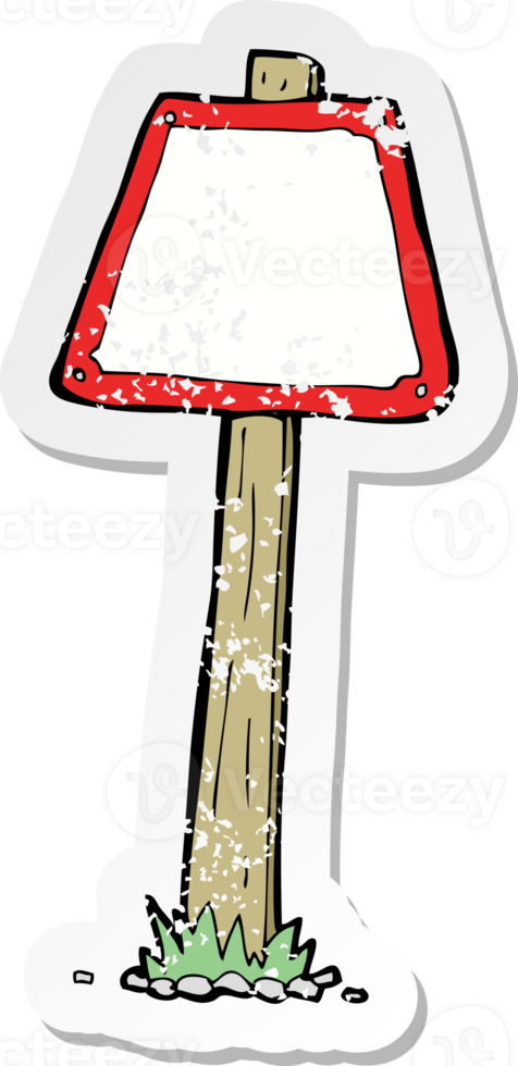 retro distressed sticker of a cartoon road sign drawing png